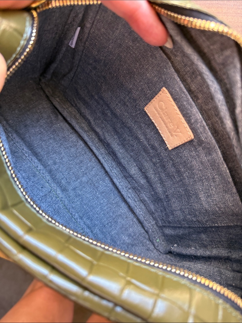 CLARE V. Marisol in Olive Green Woven Embossed Leather - Picture 8 of 9